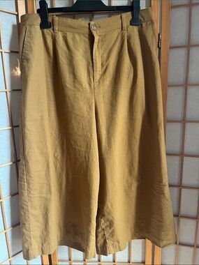 Uniqlo linen blend mustard/brown culottes XL